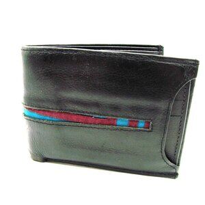 Arte Kuna Colombia Mens Black Bi Fold Leather Wallet w/ Slim Card Holder Handmad